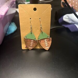 B2G2 Wooden Football Earrings